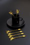 Hermia PLT0493 Juego de Cucharas 6 Piezas Zamak Dorado Elegante para Gastronomía y Ocasiones Especiales